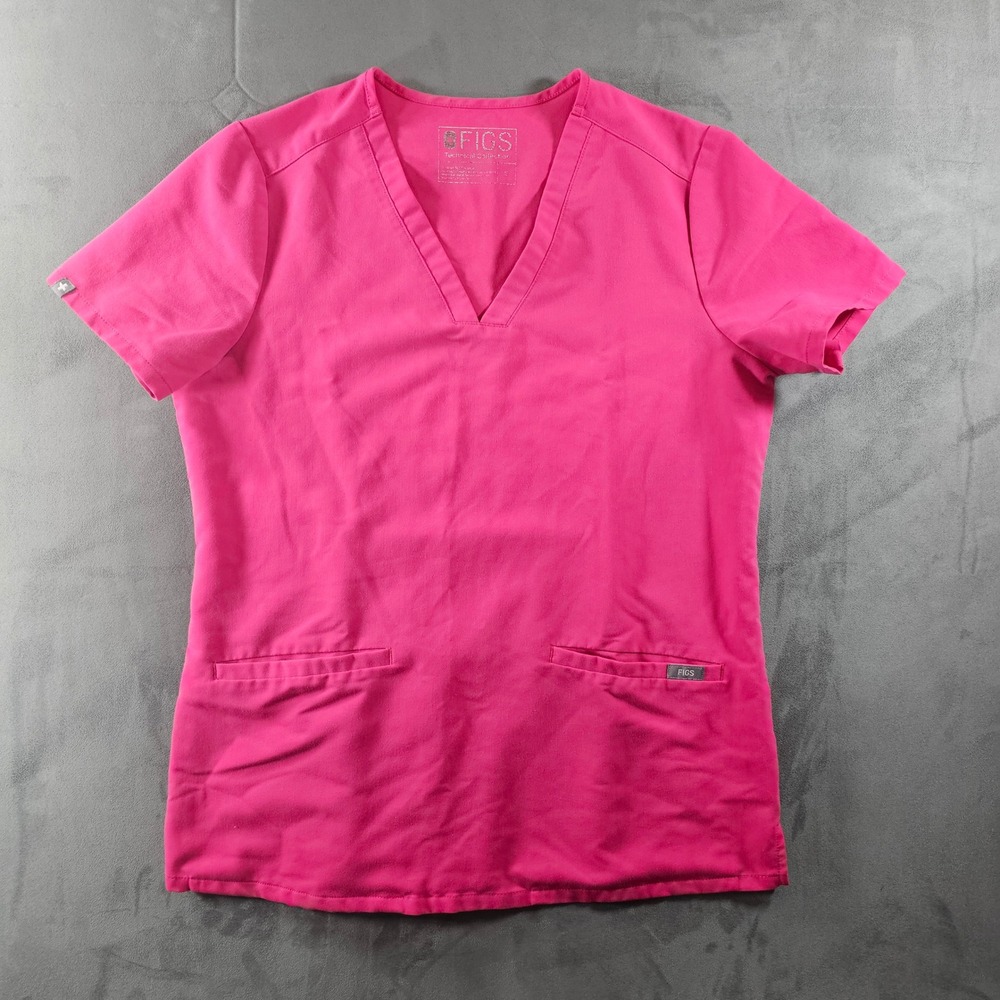 FIGS Technical Collection Pink V-Neck Scrub Top FW1100 Womens Small